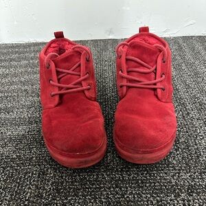 UGG Australia Mens Neumel 3236 Ankle Red Suede Sheepskin Boots Sz 11
